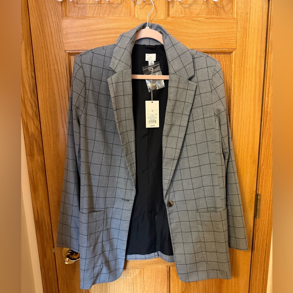 NWT A New Day Gray Plaid Blazer